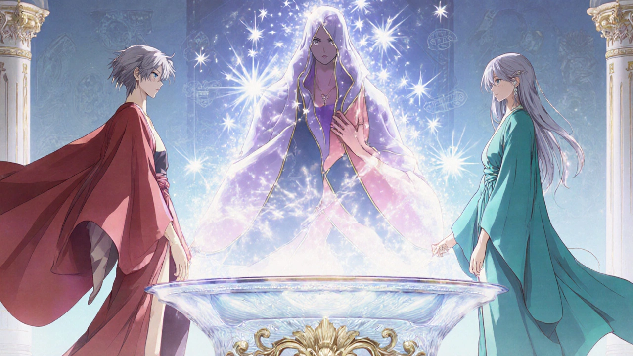 Three stylized figures representing Alprostadil, Trimix, and Papaverine on a decorative table.